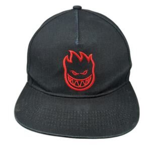 Spitfire 5 Panel Black Hat One Size Red Bighead Logo Skateboarding Snapback